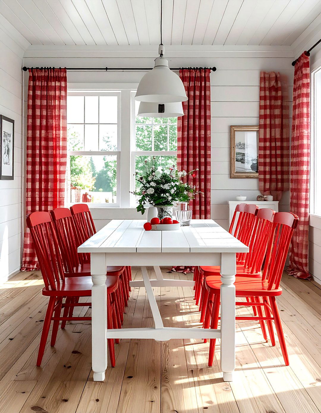 Modern Farmhouse Red White Dining Room - 30 red and white dining room ideas