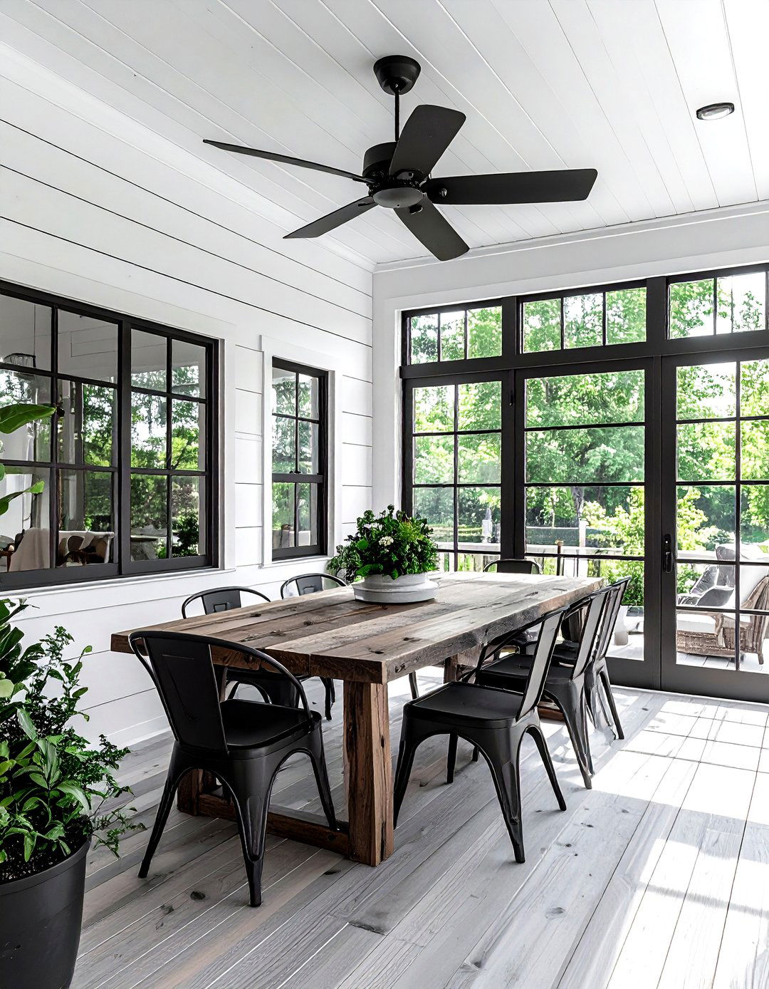 Modern Farmhouse Screened Porch - 30 screened porch dining ideas