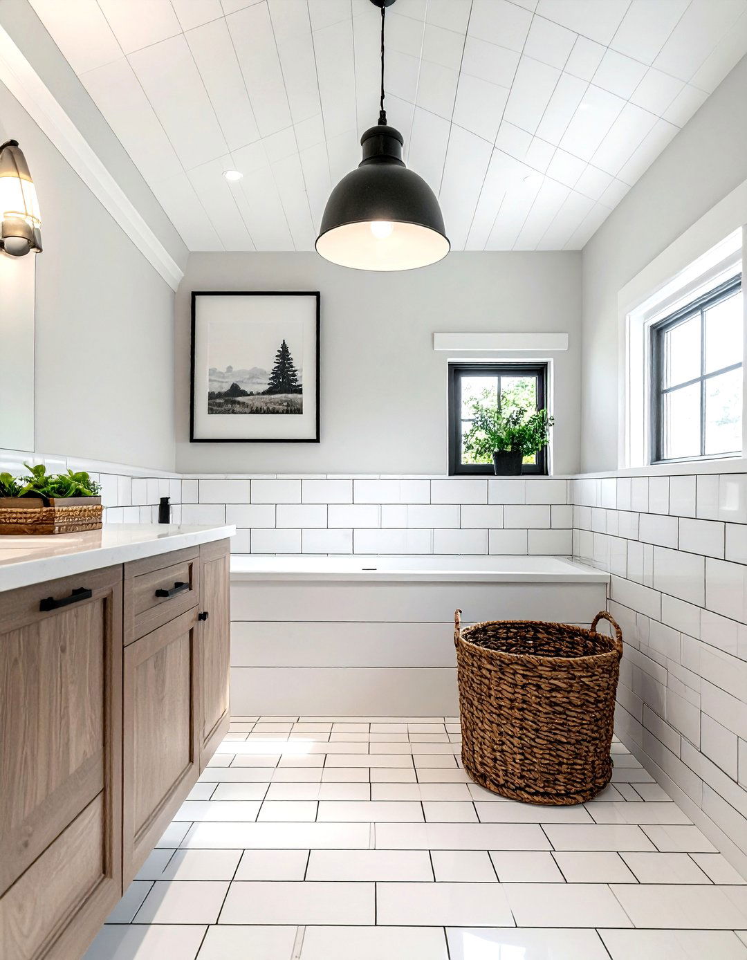 Modern Farmhouse White Subway Tile - 30 white subway tile bathroom ideas