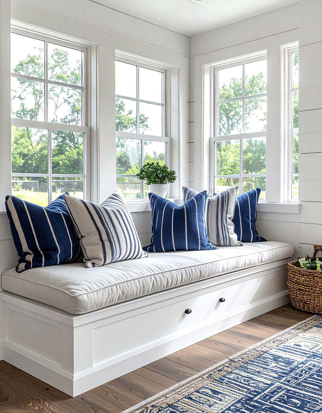 Modern Farmhouse Window Nook - 30 living room window seat ideas
