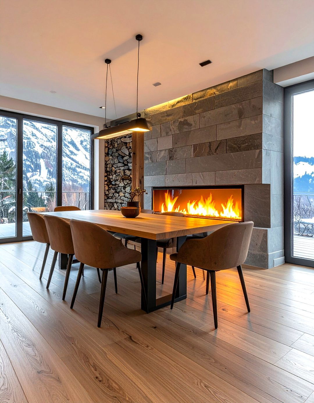 Modern Fireplace Integration - 30 Swiss dining room ideas