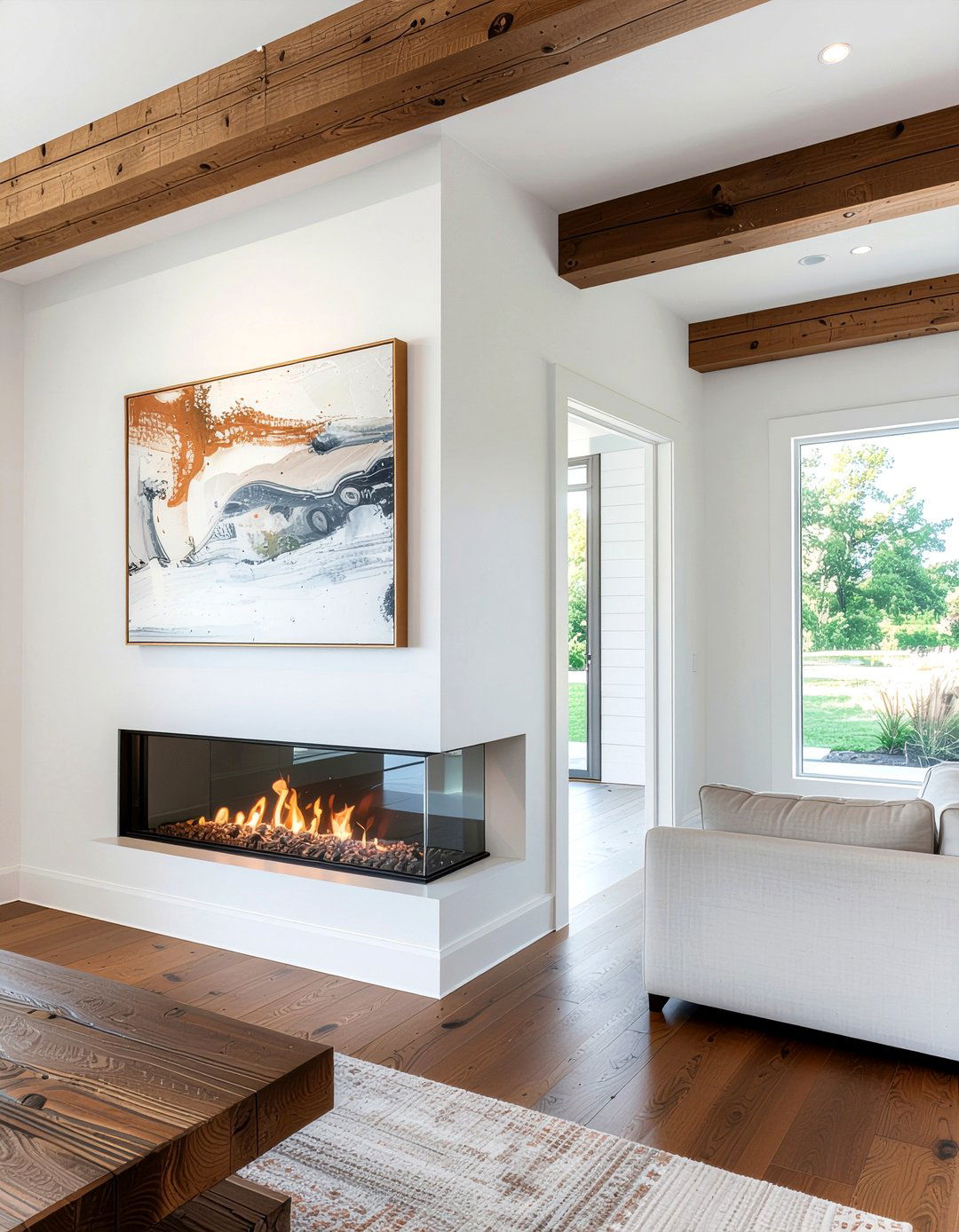 Modern Floating Mantel - 30 faux fireplace ideas