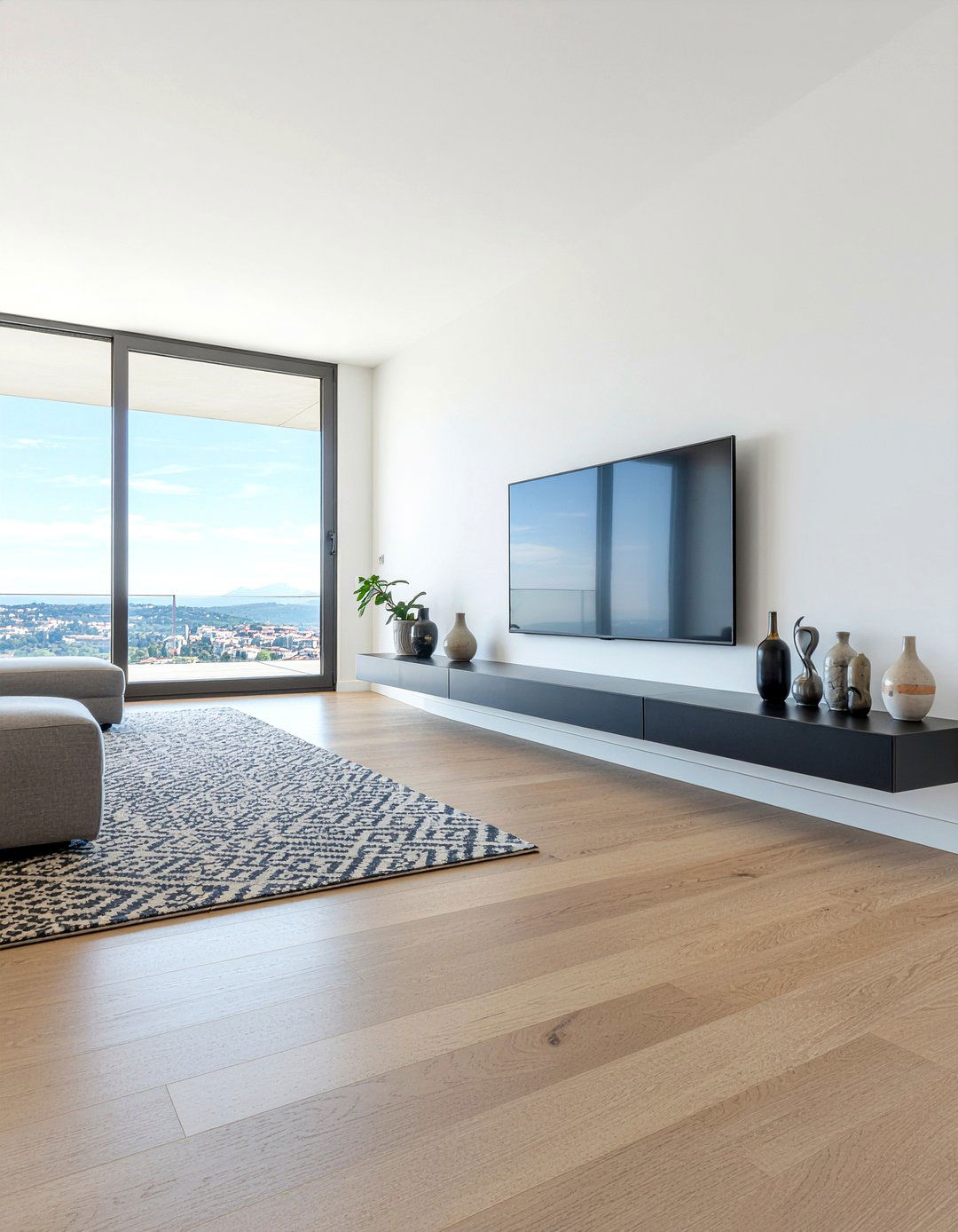 Modern Floating TV Console - 30 living room entertainment wall ideas