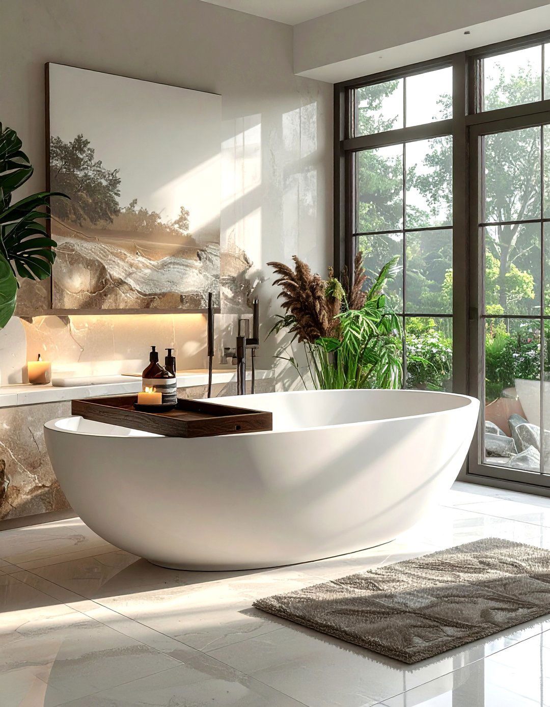 Modern Freestanding Tub With Wood Tray - 30 vintage modern bathroom ideas