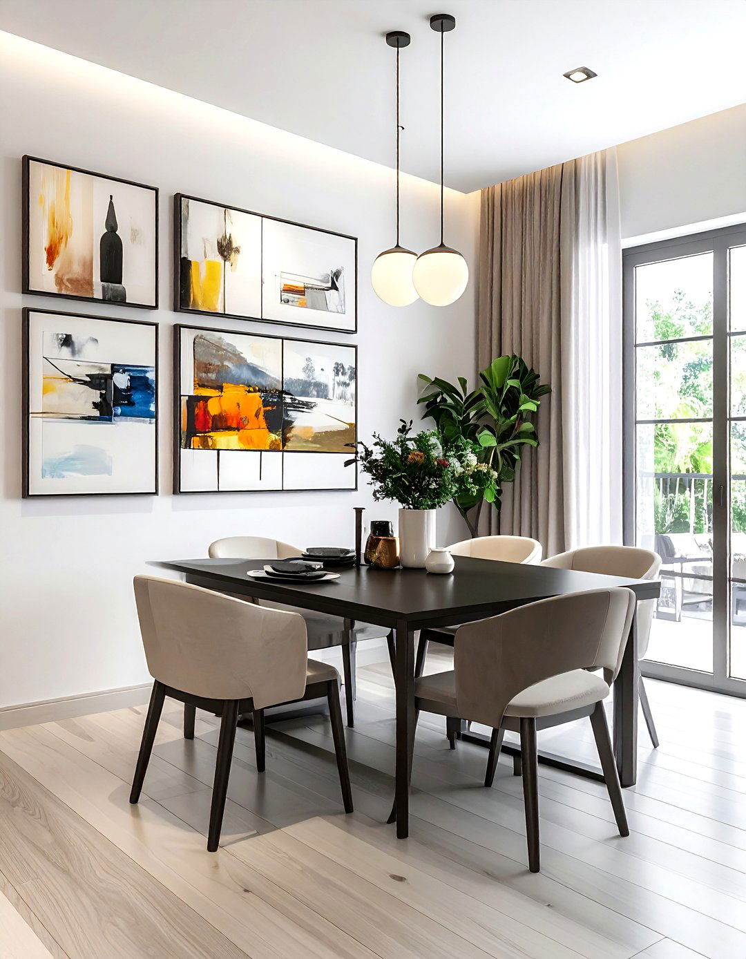 Modern Gallery Wall Dining - 30 surprising dining room ideas