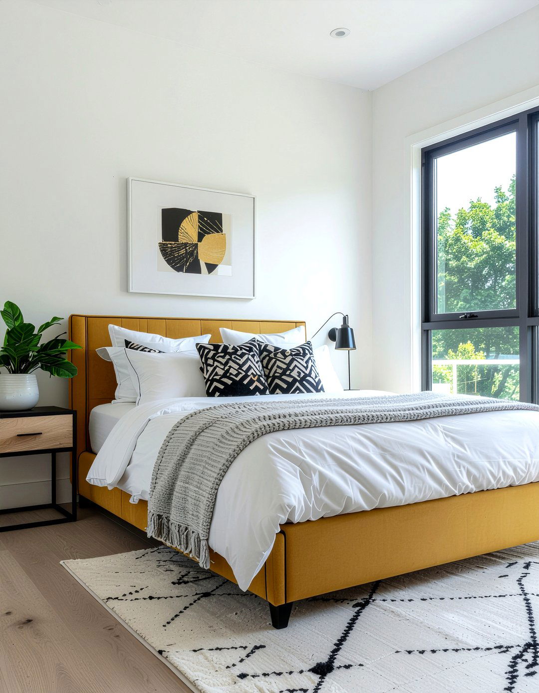 Modern Geometric Headboard - 30 bedroom metal headboards