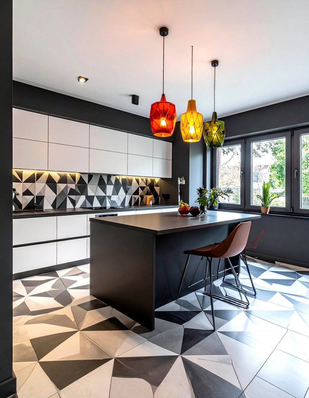 Modern Geometric Kitchen Tile - 30 tile floor kitchen ideas