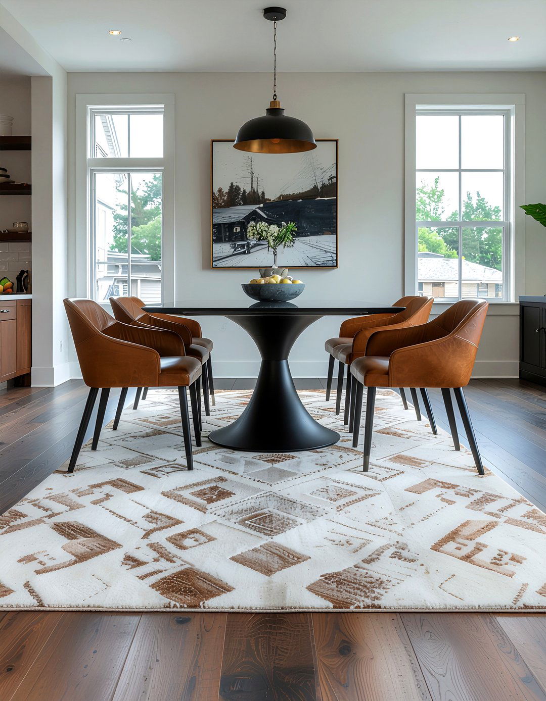 Modern Geometric Neutral Rug Dining Room - 30 neutral rug dining room ideas