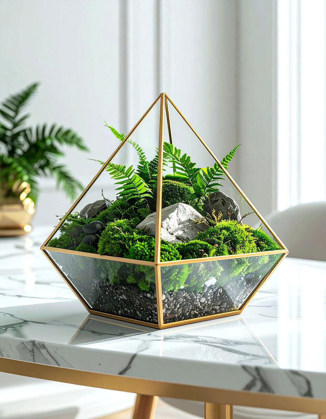 Modern Geometric Terrarium - 30 elaborate centerpiece dining ideas