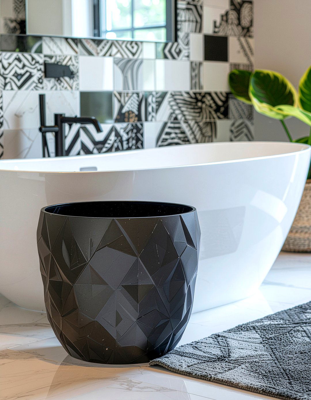 Modern Geometric Waste Basket - 30 bathroom trash can ideas