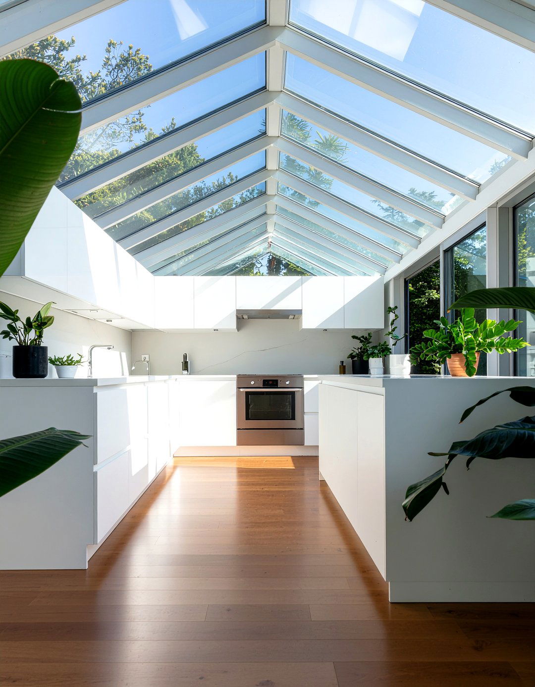 Modern Glass Ceiling - 30 kitchen vaulted ceiling ideas