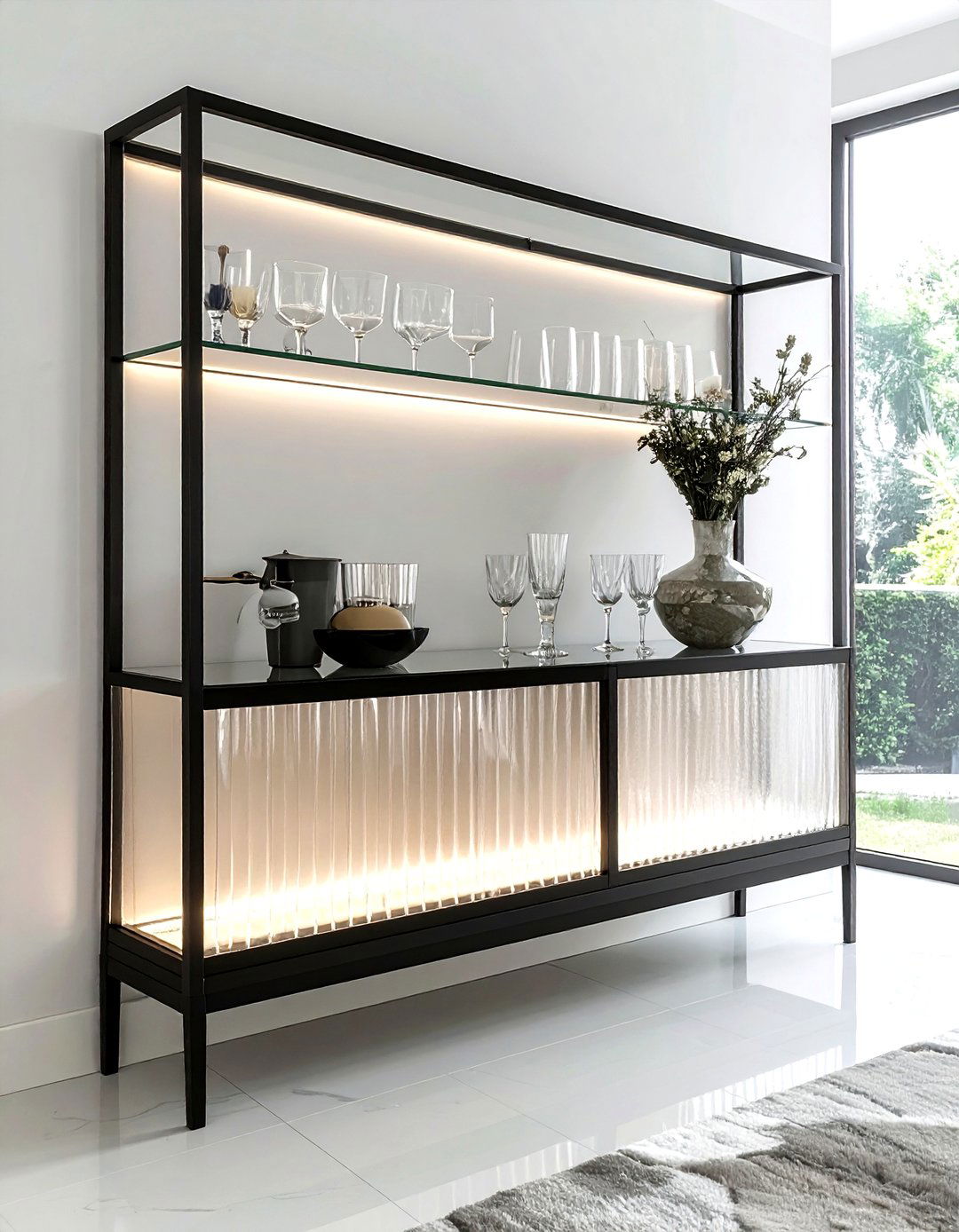 Modern Glass Door Sideboard - 30 dining room credenza ideas