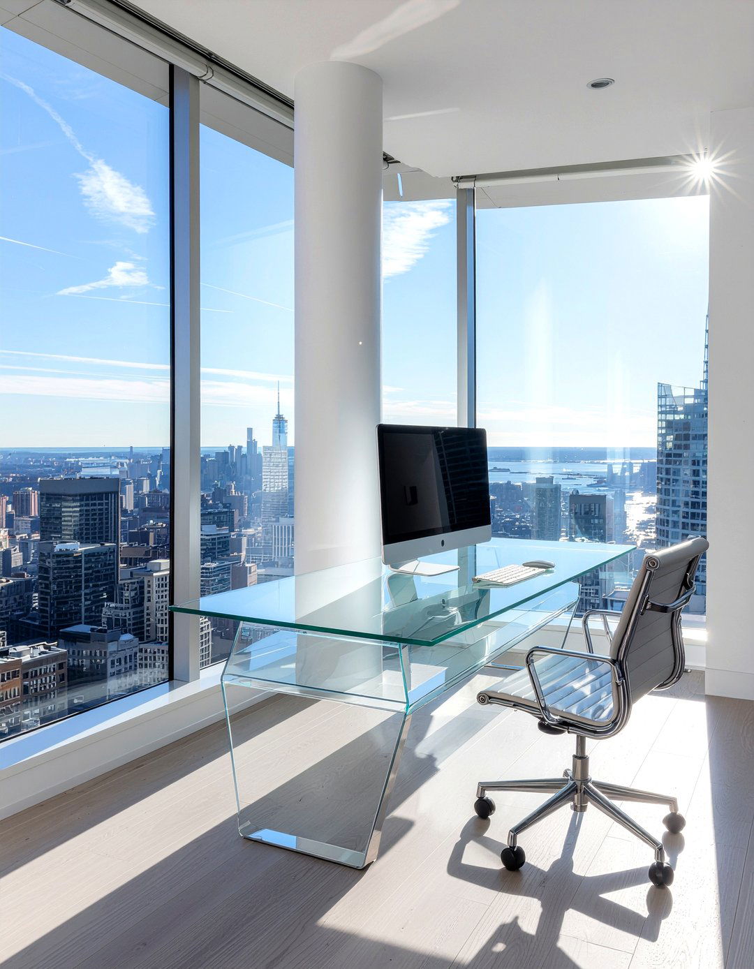 Modern Glass Floating Desk - 30 bedroom floating desks