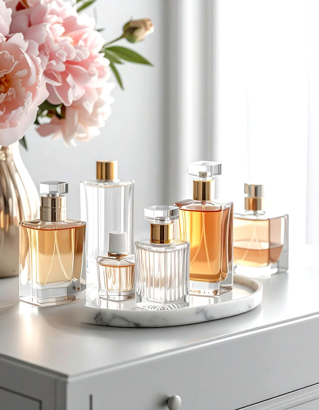 Modern Glass Perfume Bottles - 30 dresser decor ideas