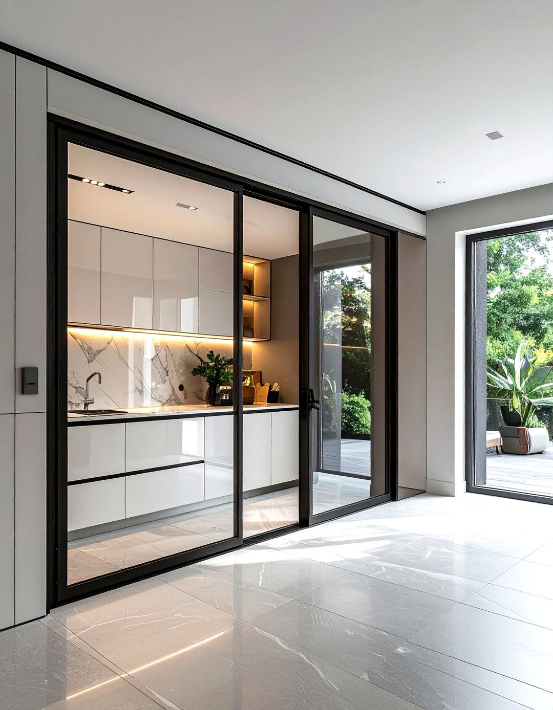Modern Glass Pocket Doors - 30 kitchen glass door ideas