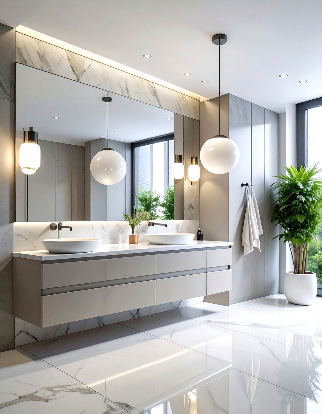 Modern Globe Pendant - 30 bathroom pendant lighting ideas