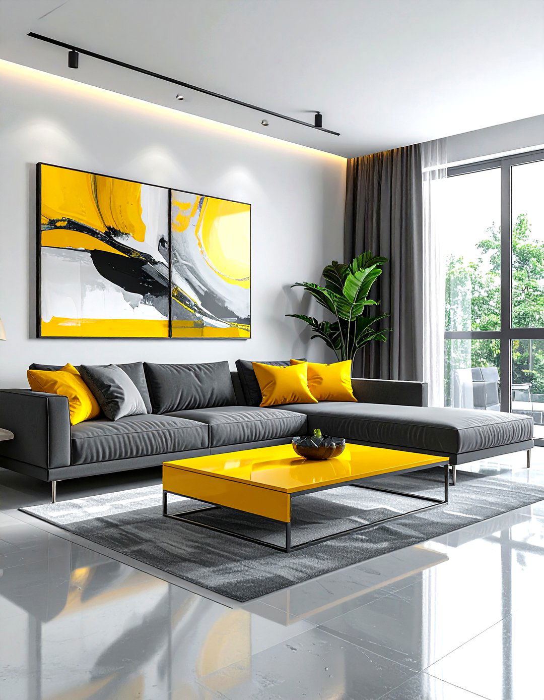 Modern Gray And Yellow Living Room - 30 gray yellow living room ideas
