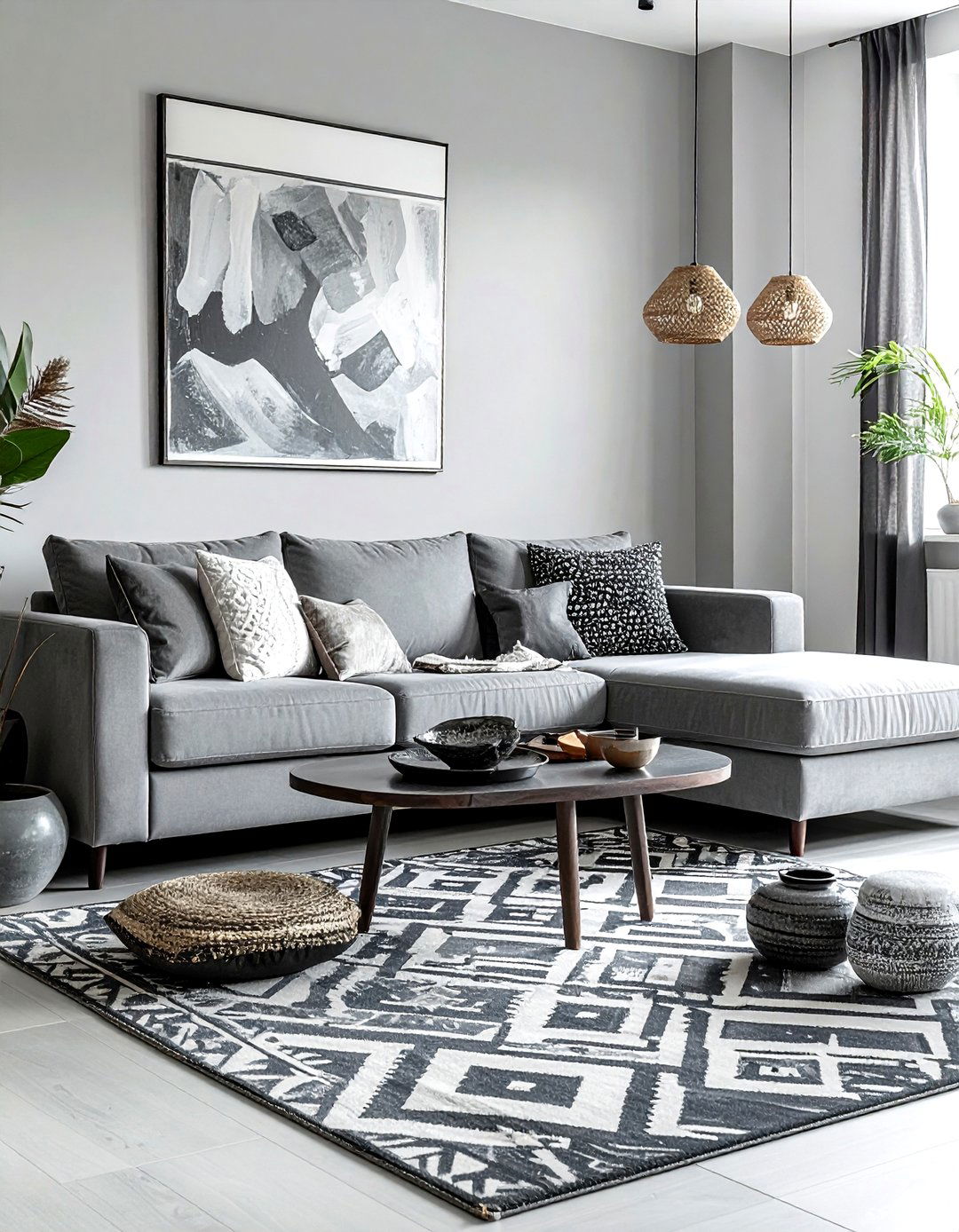 Modern Gray Bohemian Living Room - 30 bohemian gray living room ideas