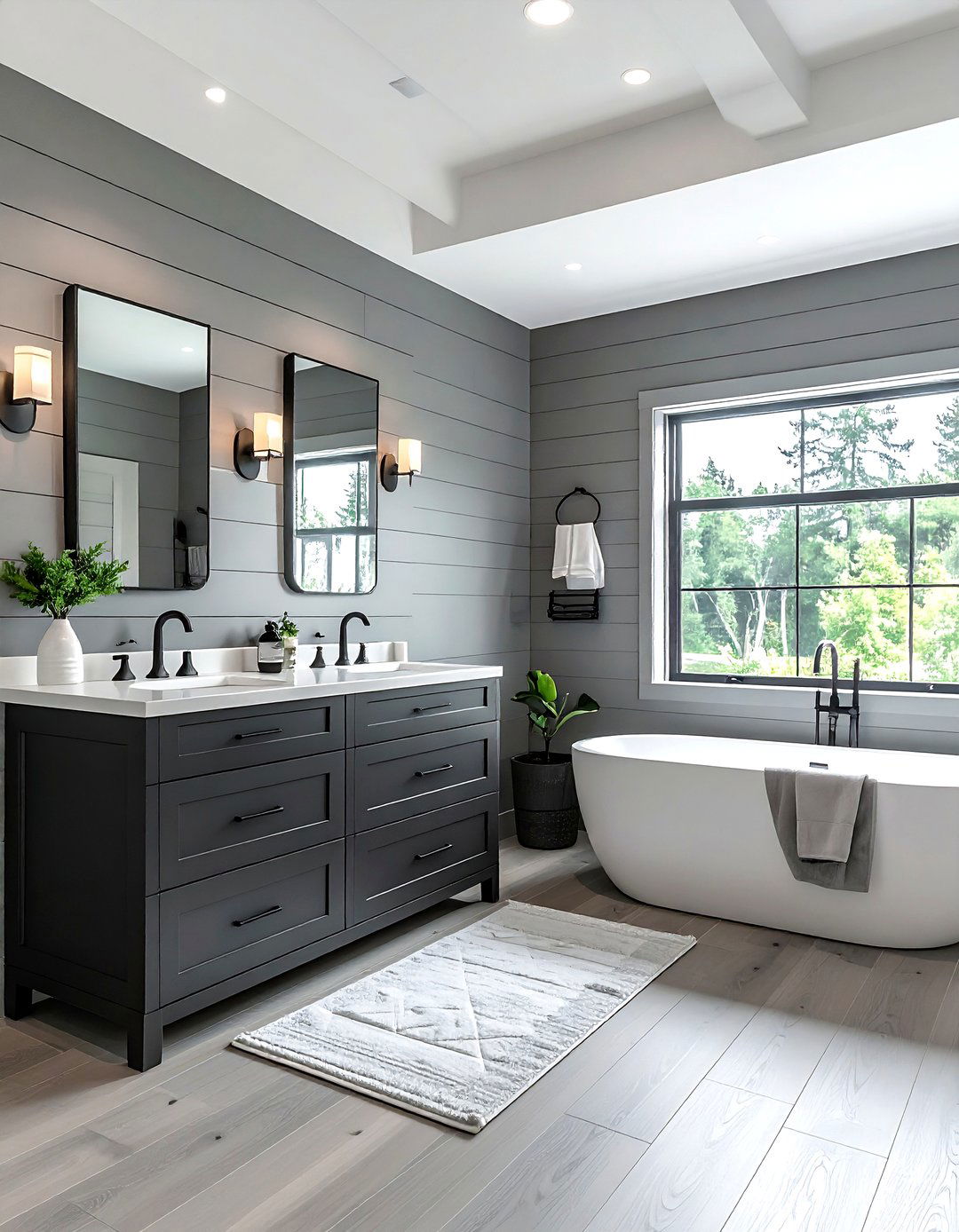 Modern Gray Farmhouse Bathroom - 30 gray bathroom design ideas