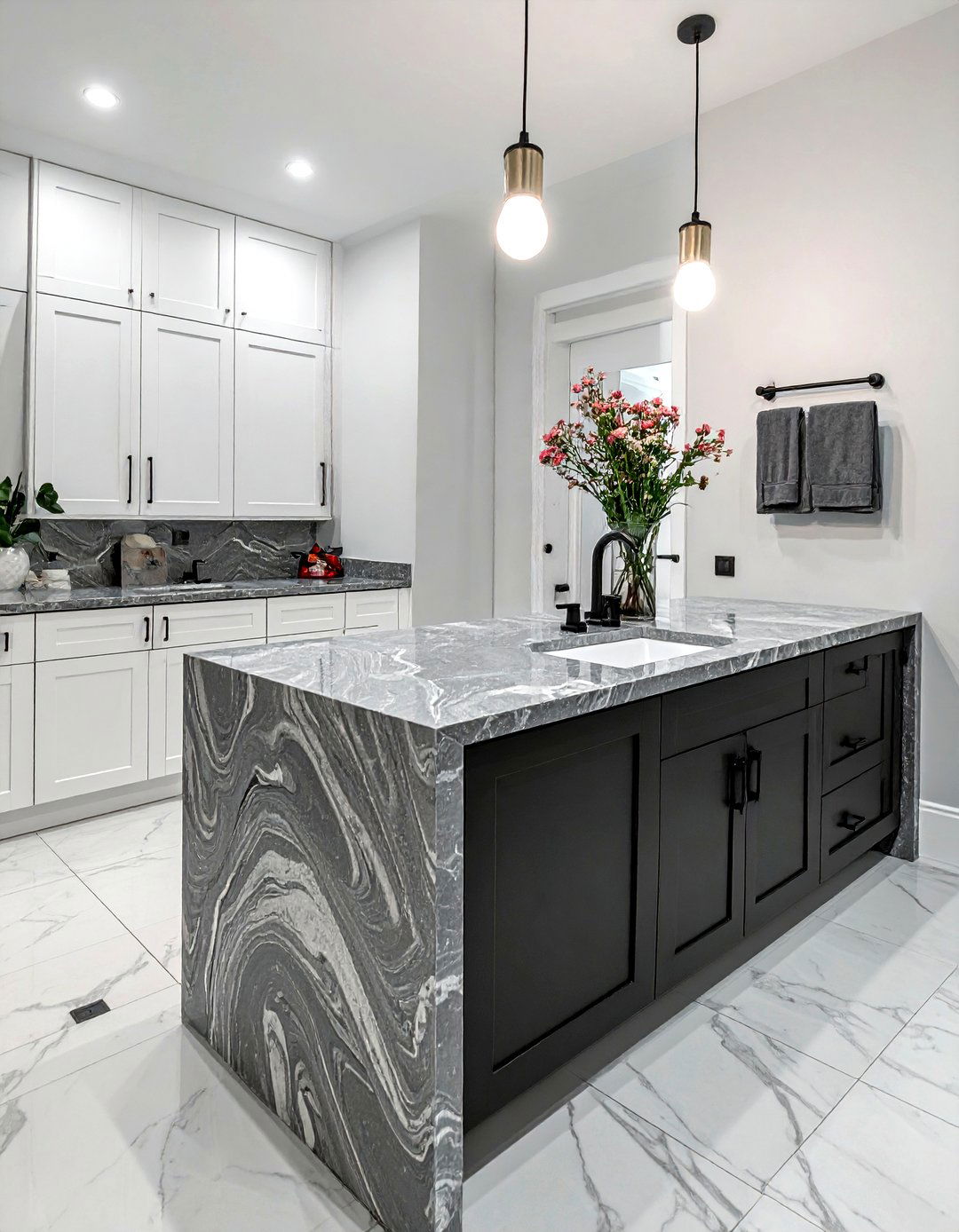 Modern Gray Granite - 30 granite countertop bathroom ideas