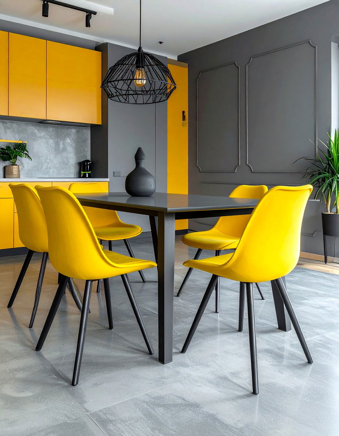 Modern Gray Yellow Dining Room - 30 gray yellow dining room ideas