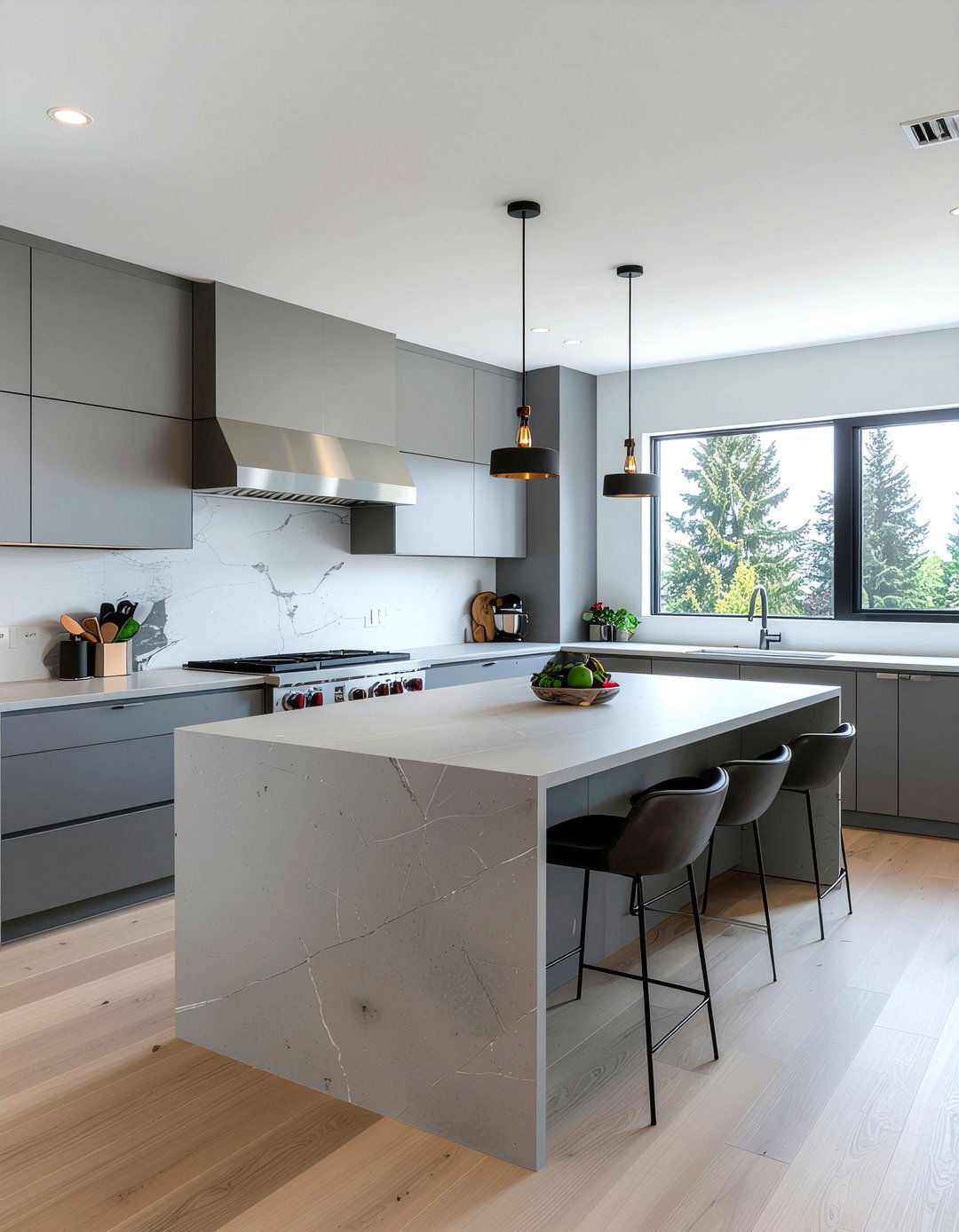 Modern Grey Slab Backsplash - 30 slab backsplash kitchen ideas