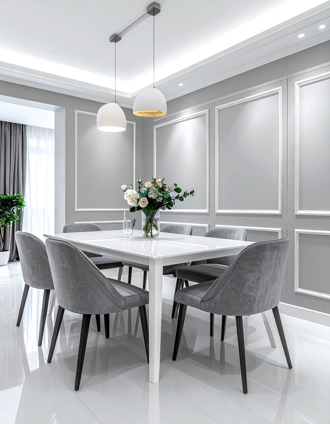 Modern Grey and White Dining Room - 30 grey and white dining room ideas