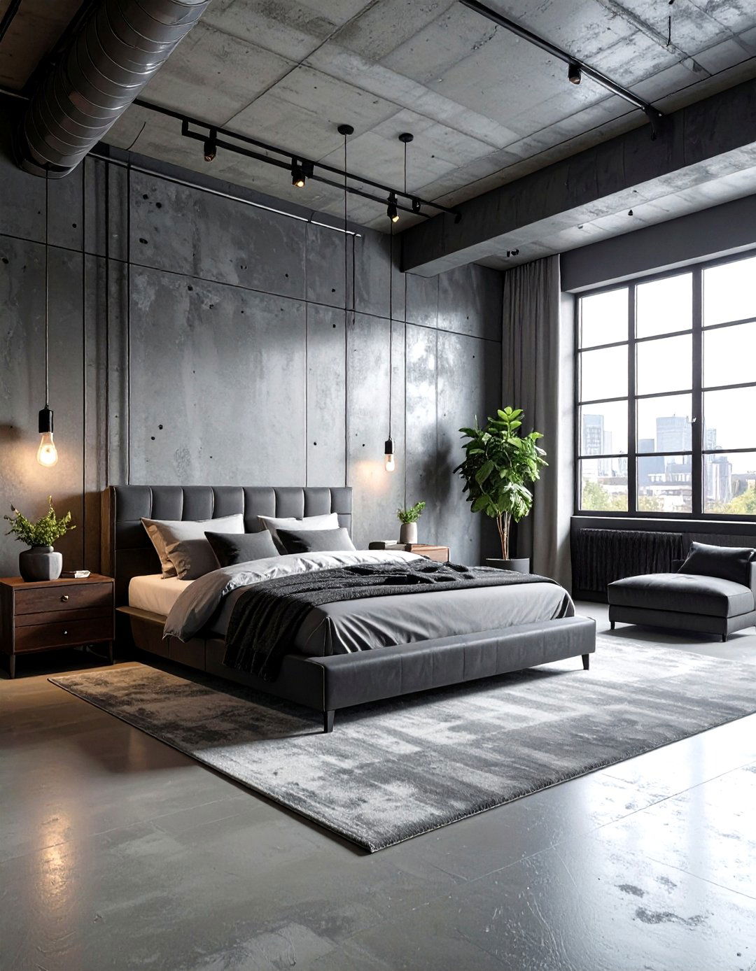 Modern Industrial Loft - 30 industrial black bedroom ideas