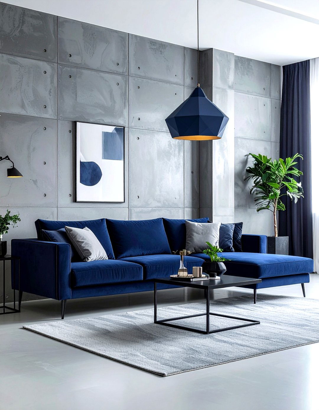 Modern Industrial Navy Living Room - 30 industrial navy living room ideas