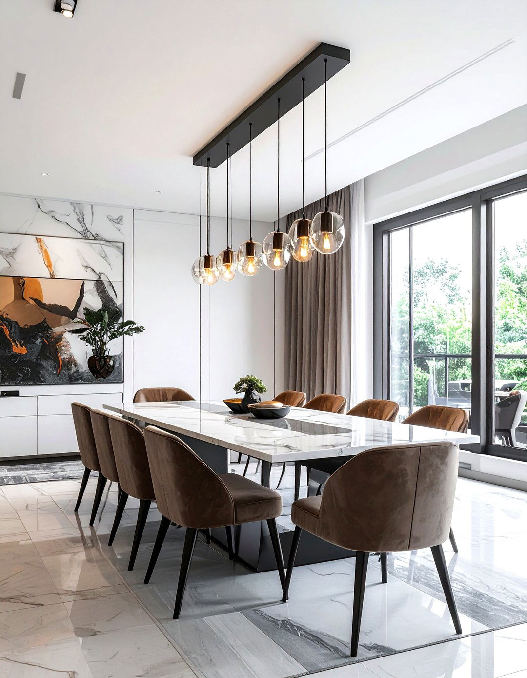 Modern Linear Chandelier - 30 dining room pendant lighting ideas