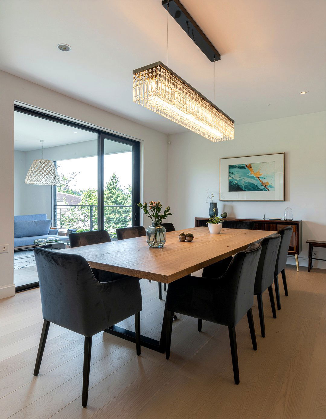 Modern Linear Crystal Chandelier - 30 crystal chandelier dining room ideas