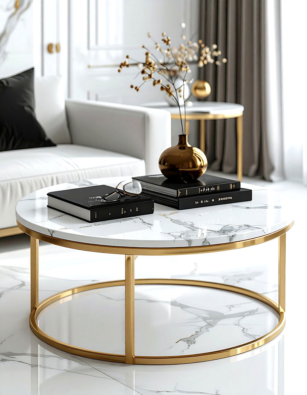 Modern Marble Coffee Table - 30 round coffee table decor ideas