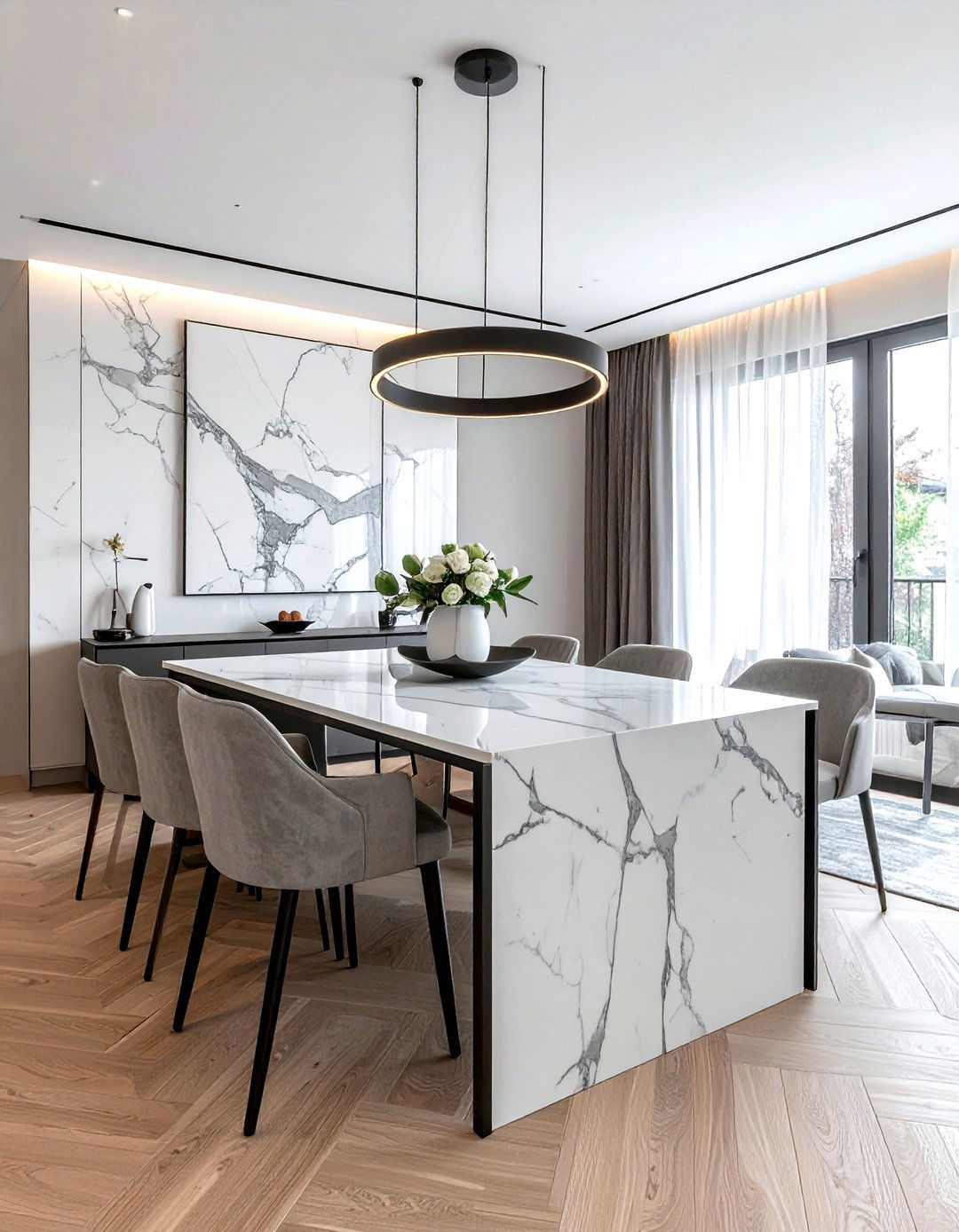 Modern Marble Dining Room - 30 luxe dining room ideas