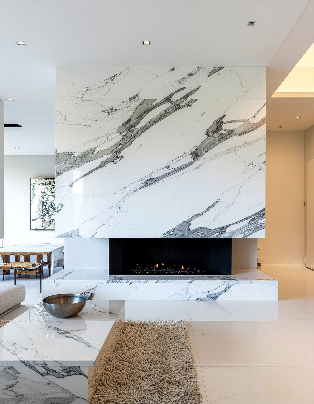 Modern Marble Fireplace - 30 grand living room ideas