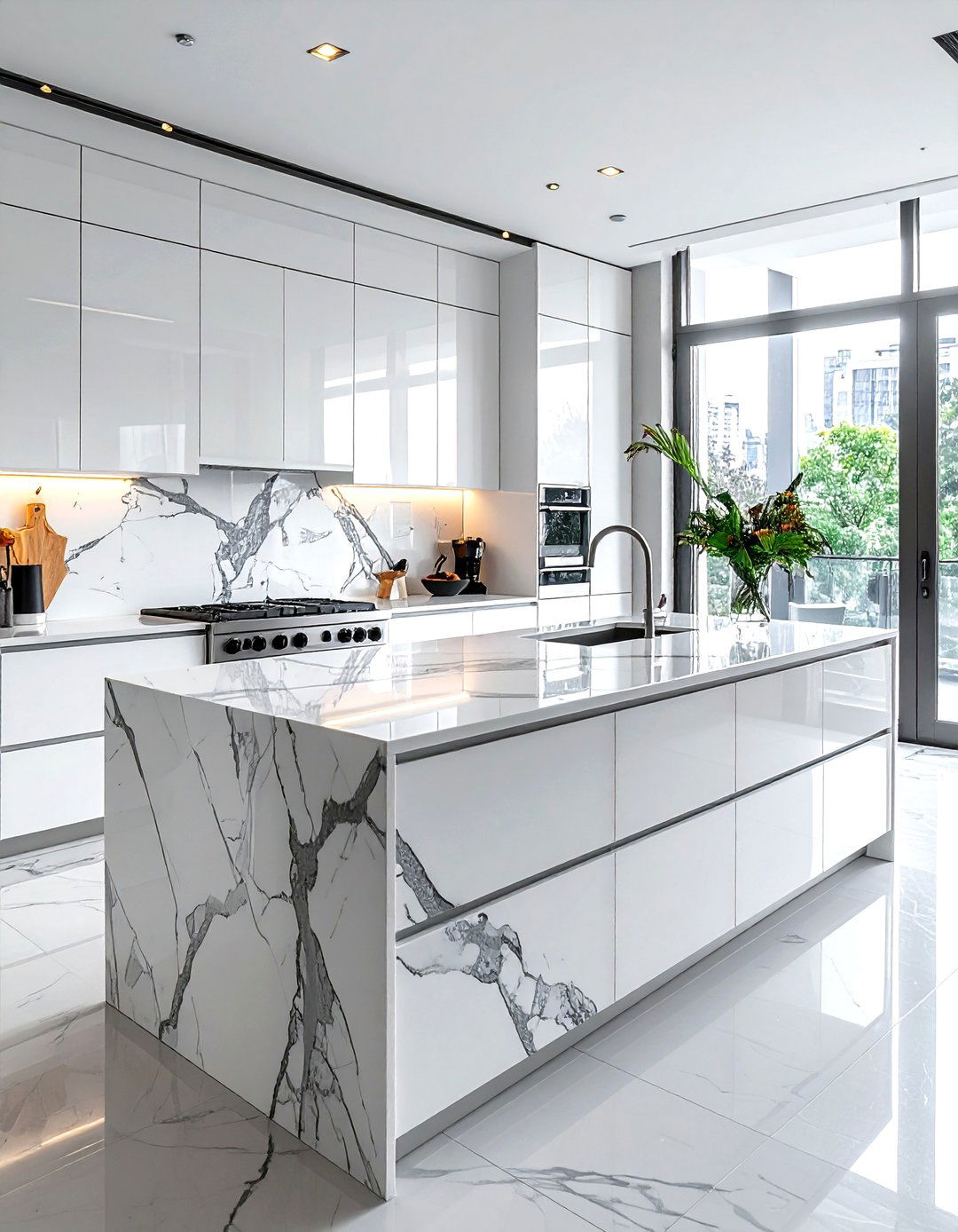 Modern Marble Kitchen Island - 30 marble kitchen island ideas