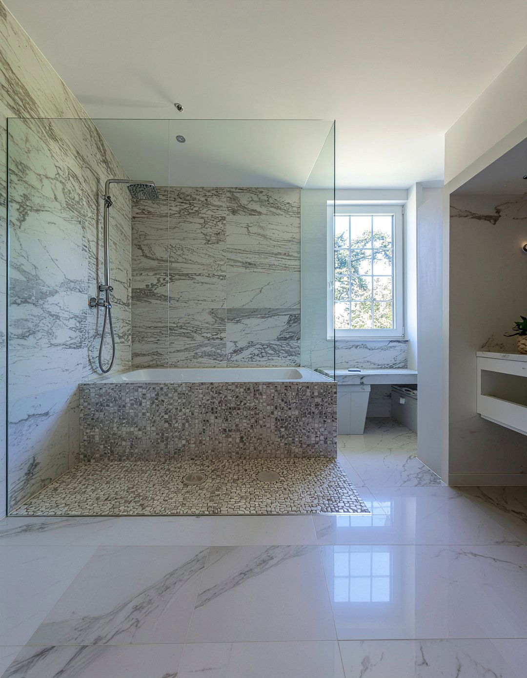 Modern Marble Wet Room - 30 marble tile bathroom ideas