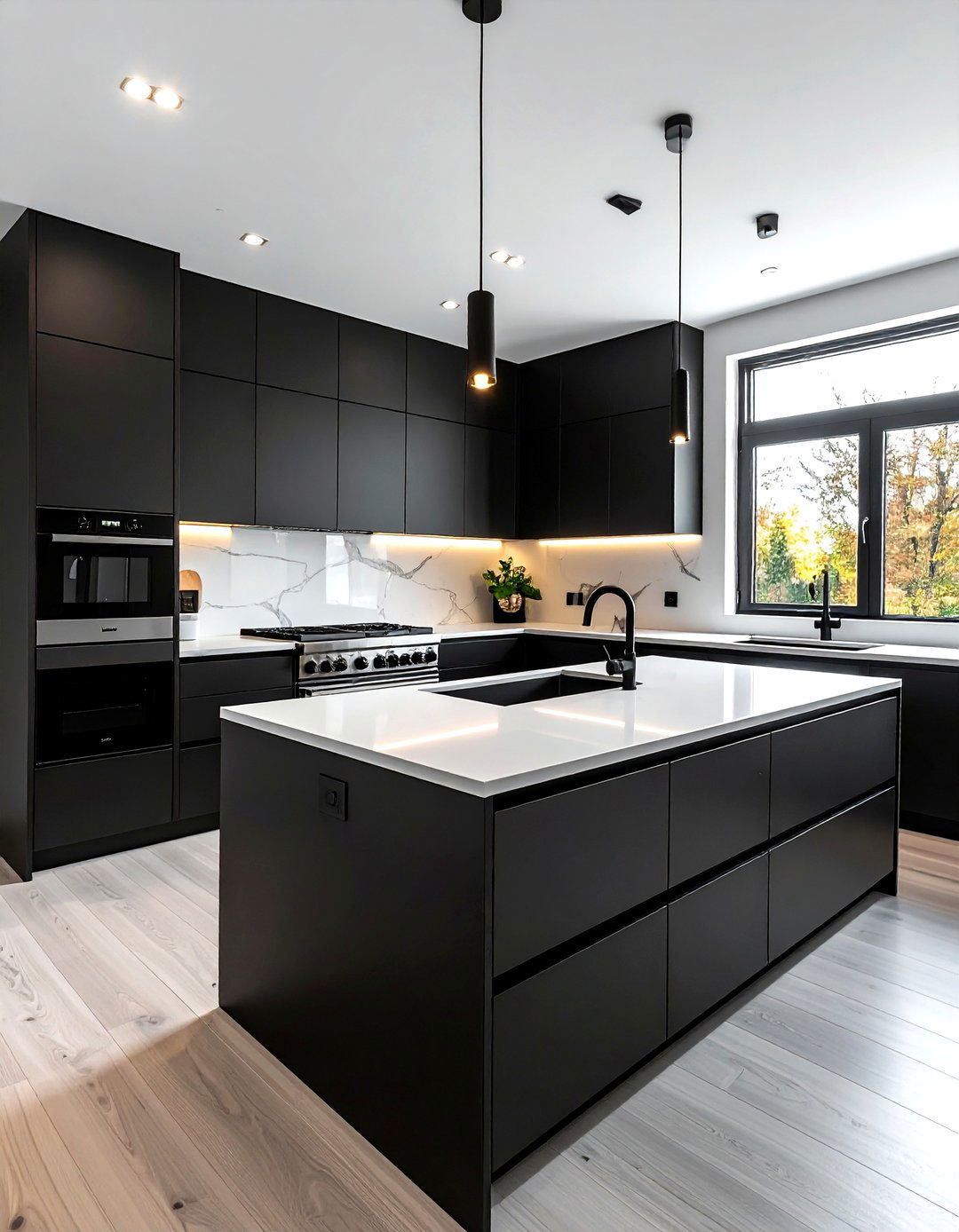 Modern Matte Black Kitchen - 30 black kitchen furniture ideas