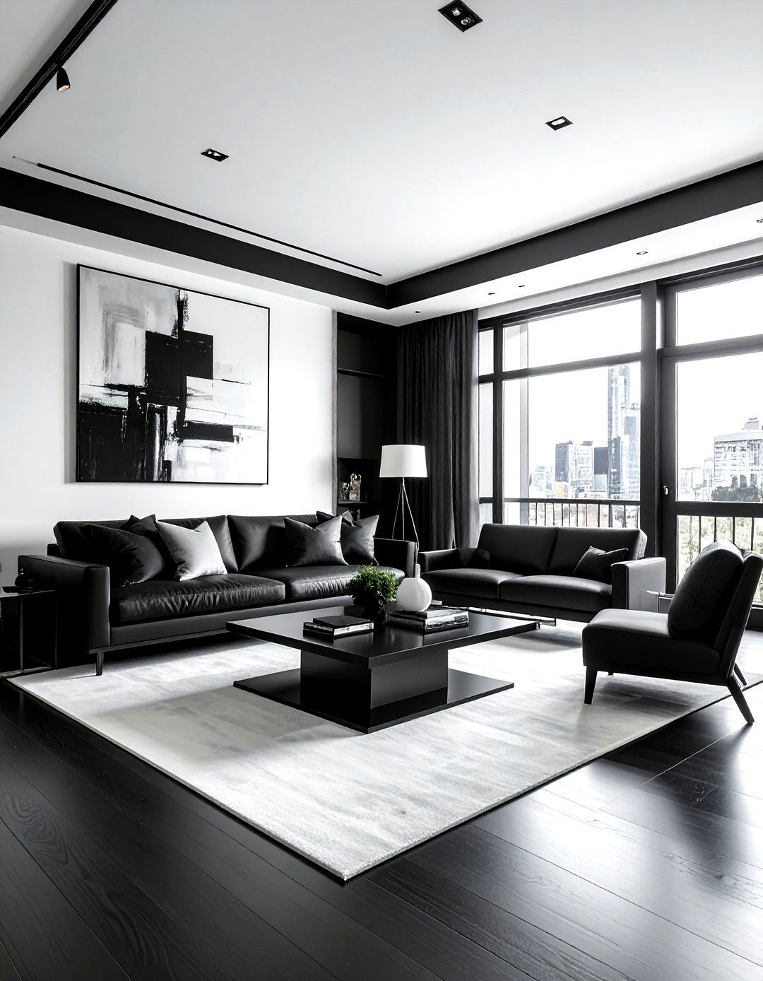 Modern Minimalist Black - 30 dark black living room ideas
