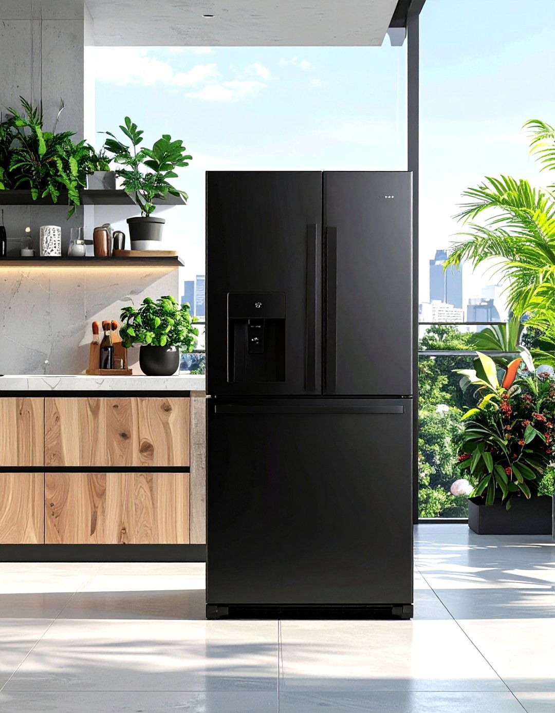 Modern Minimalist Black Refrigerator - 30 outdoor kitchen refrigerator ideas