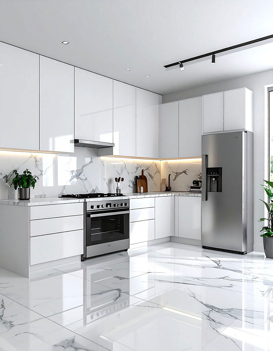 Modern Minimalist Kitchen - 30 counter depth refrigerator kitchen ideas