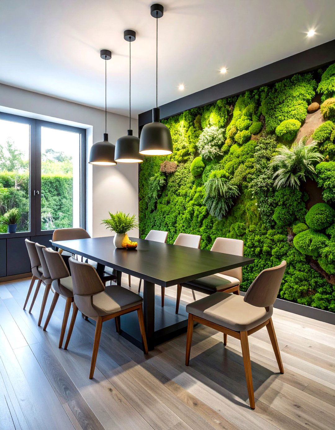 Modern Moss Wall - 30 preserved dining room ideas