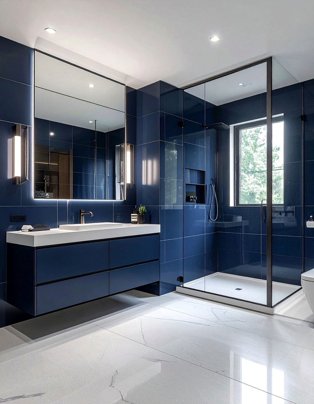 Modern Navy Bathroom - 30 dark navy bathroom ideas