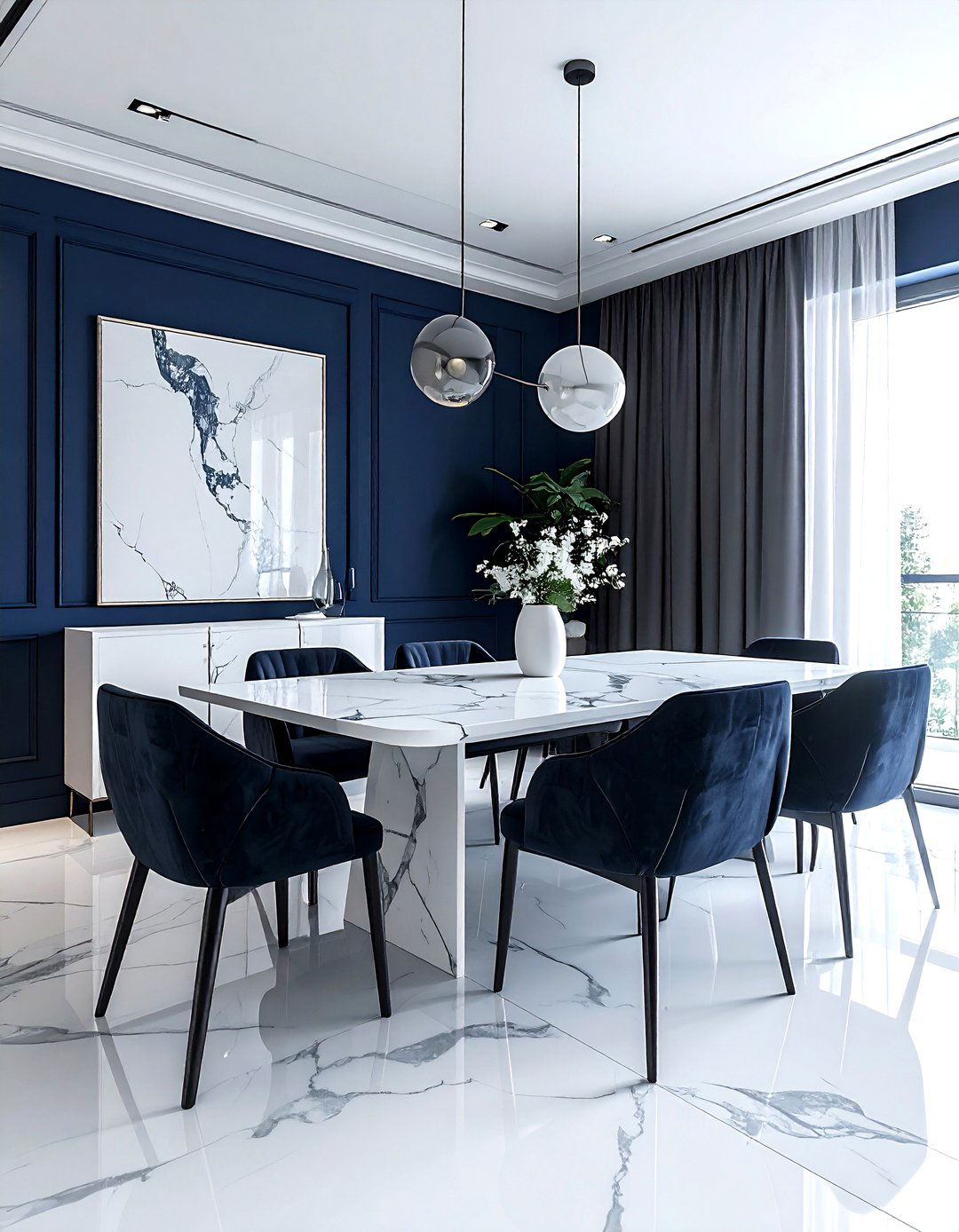 Modern Navy Blue Dining Room Marble - 30 dark navy dining room ideas