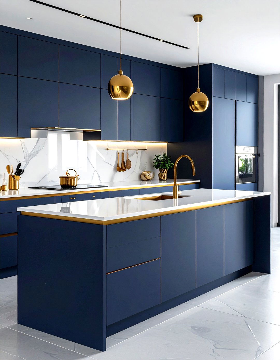 Modern Navy Kitchen Gold Accents - 30 navy gold kitchen ideas