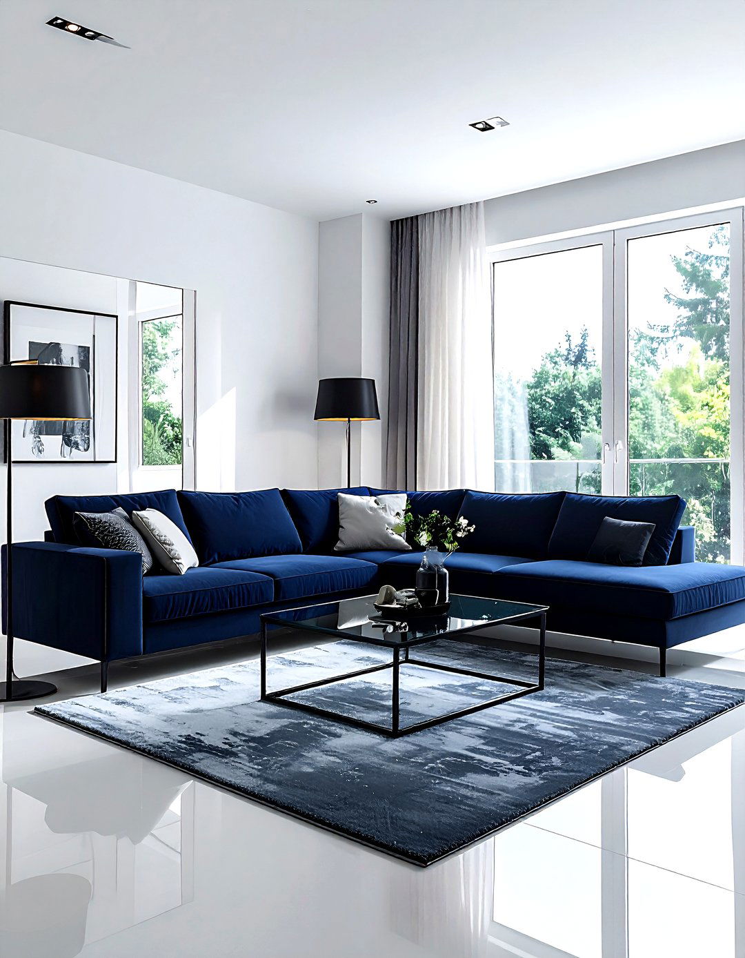 Modern Navy Living Room - 30 minimalist navy living room ideas