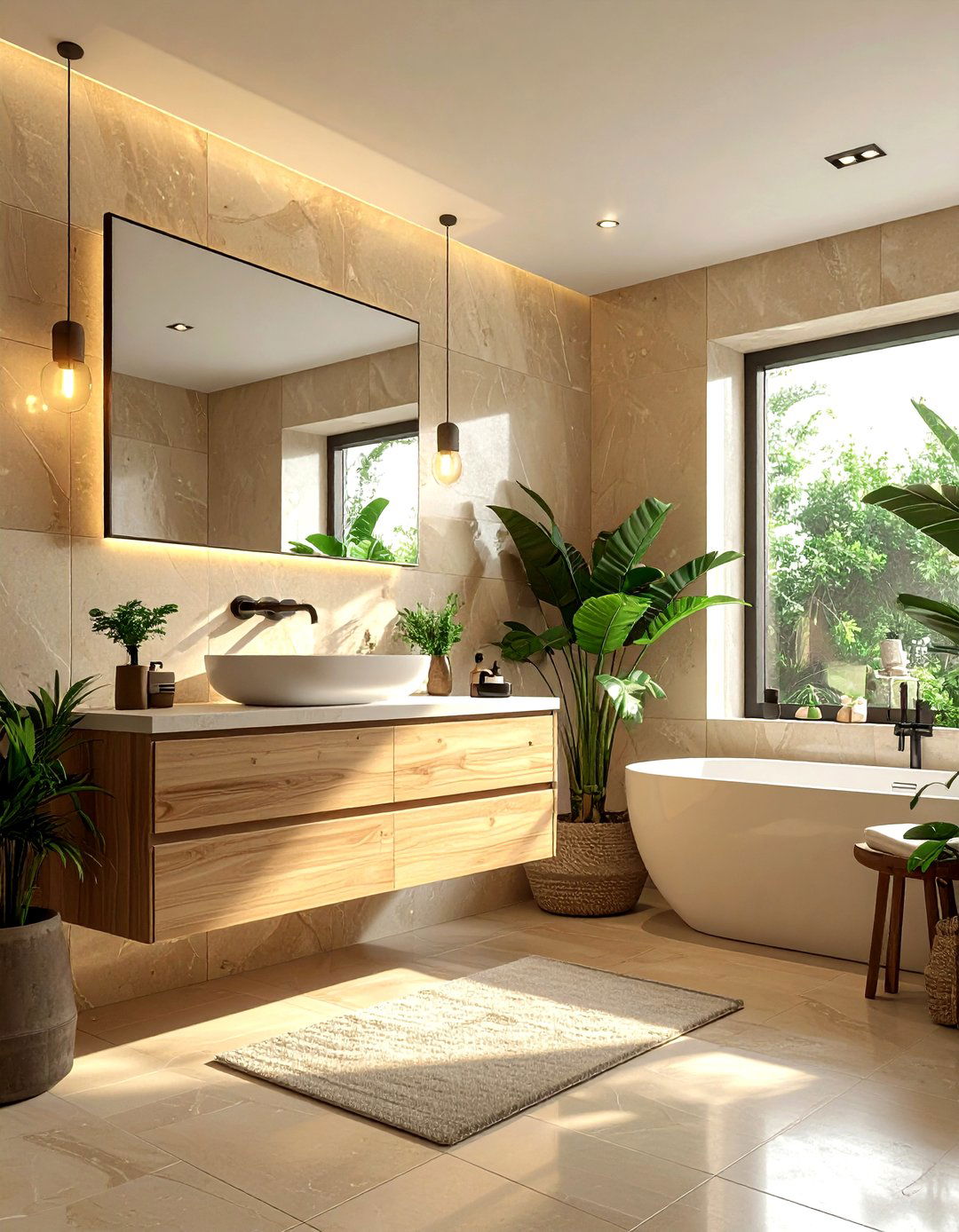 Modern Organic Bathroom - 30 warm tone bathroom ideas