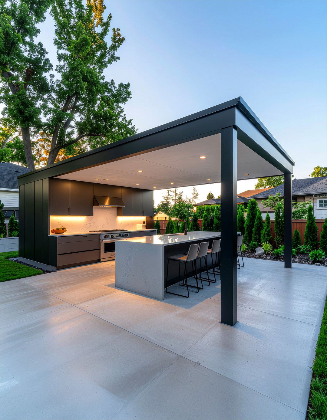 Modern Pavilion Kitchen - 30 covered outdoor kitchen ideas
