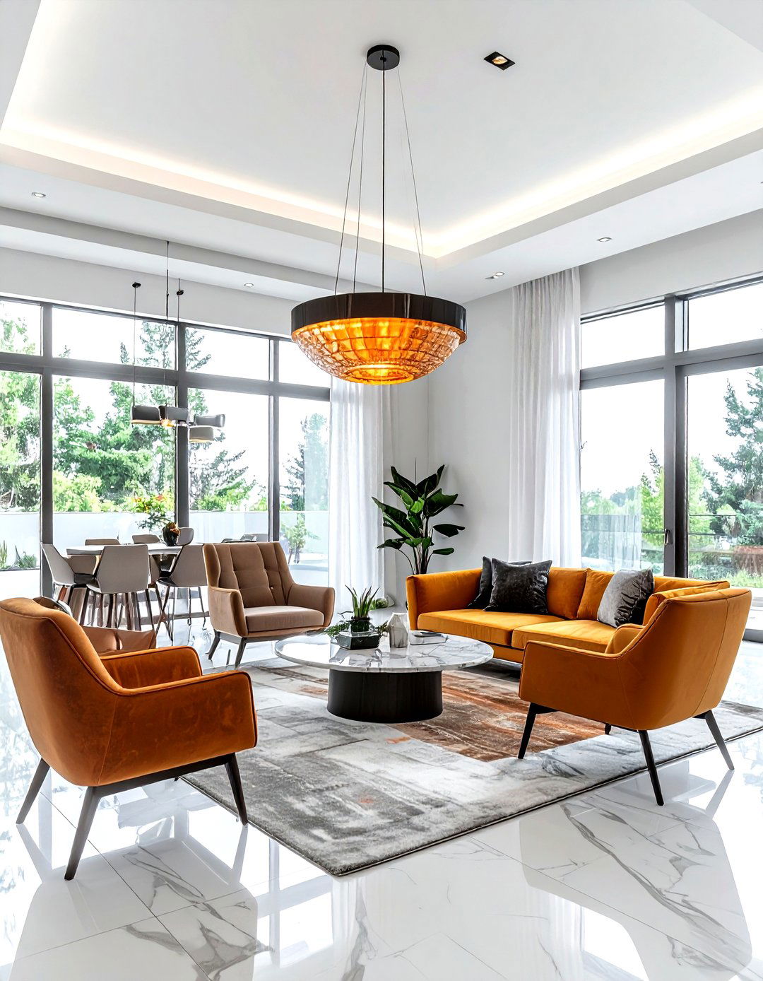 Modern Pendant Light - 30 living room ambient lighting ideas