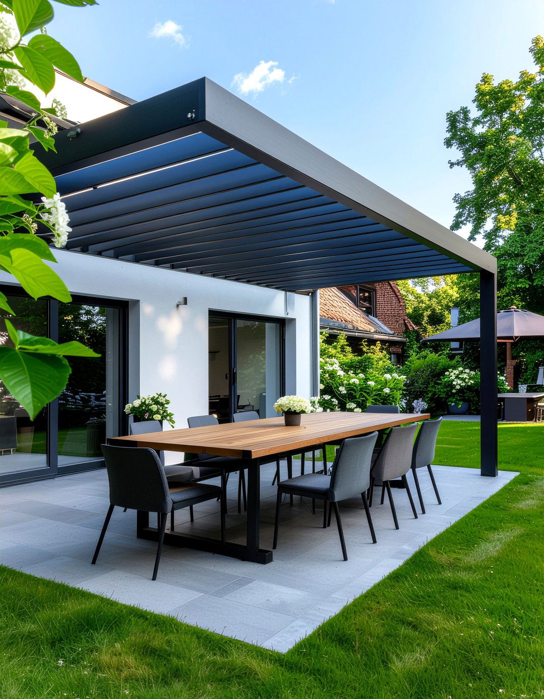 Modern Pergola Dining - 30 outdoor dining area ideas