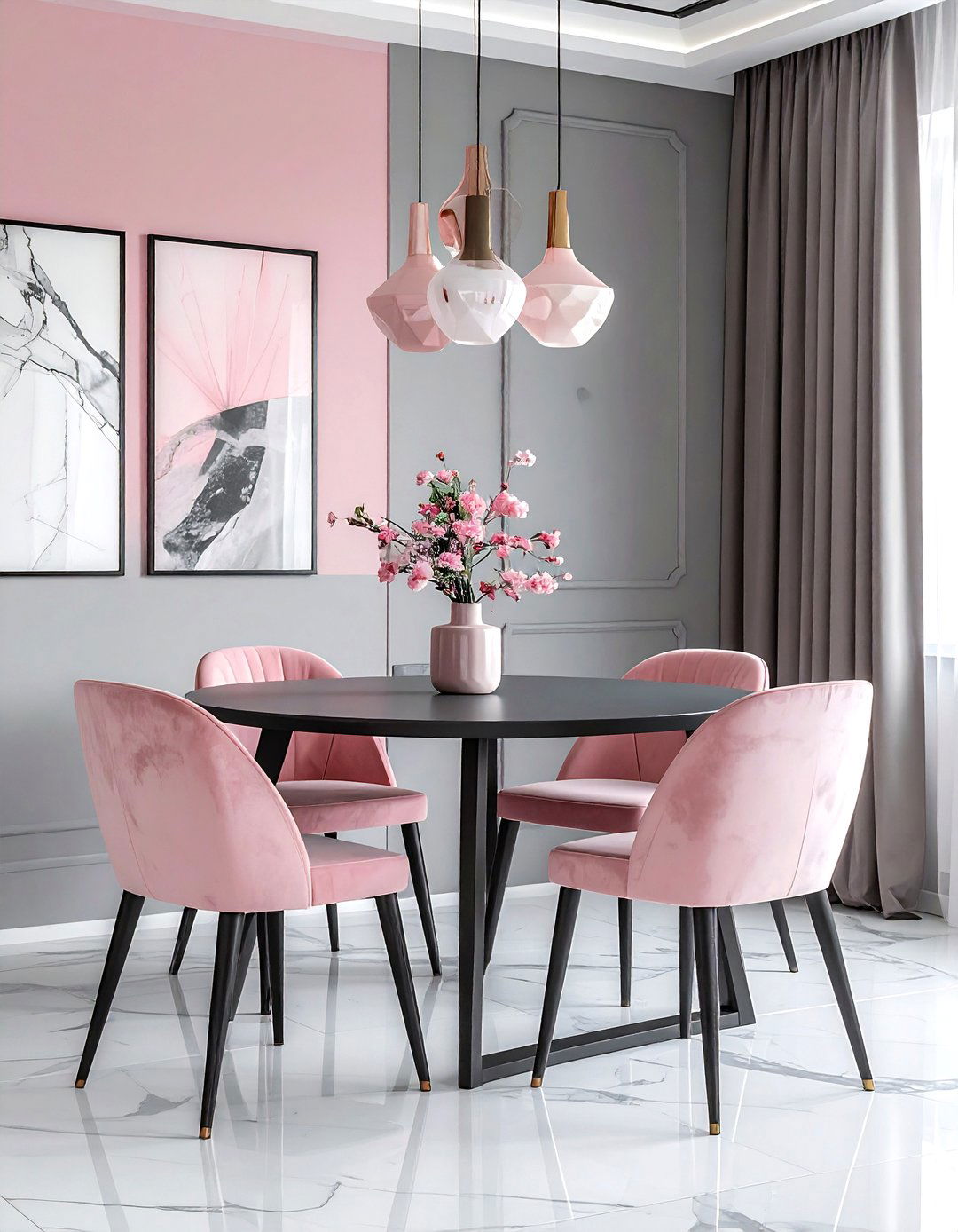 Modern Pink And Gray Dining Room - 30 pink and gray dining room ideas
